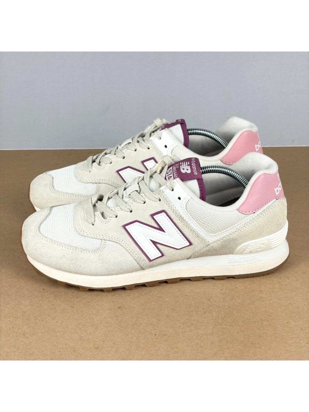 New Balance 574 Casual Athletic Shoes Womens 10 Linen Rosewood Low Top Lace Up